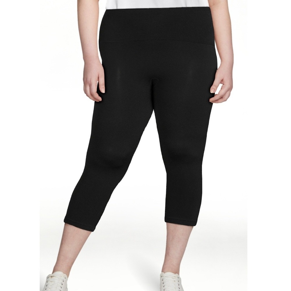 Warners Black Blissful Benefits Seamless Shaping Cropped Leggings 2X/3X Snatched